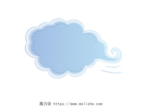 蓝色云朵图框卡通可爱手绘卡通云朵花边边框PNG素材